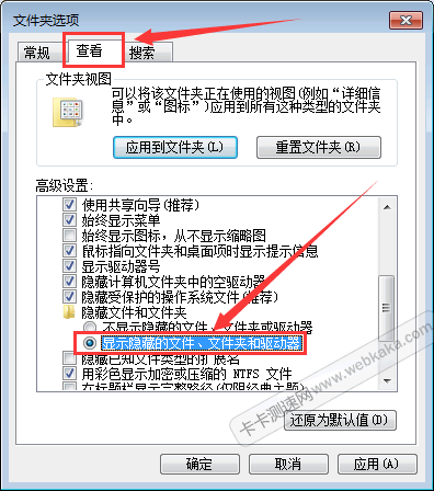 显示隐藏的文件、文件夹和驱动器